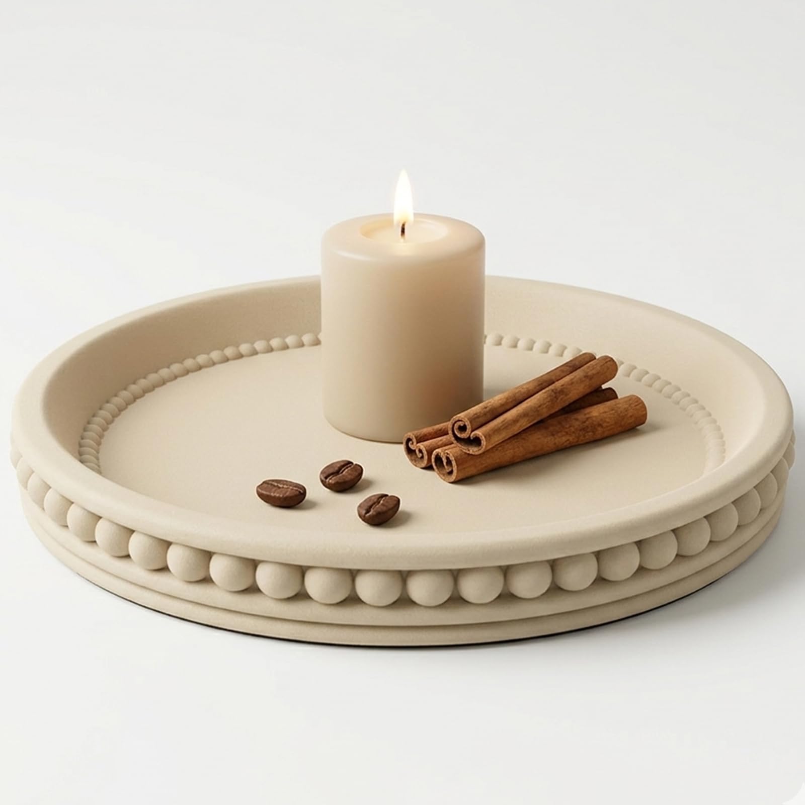 Plateau en béton rond 28cm antidérapant et moderne pour table basse