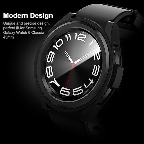 Miniatura 9 de Paquete de 3+3 fundas protectoras de pantalla para Galaxy Watch 6 de 1.575 pulgadas, cubierta protectora de policarbonato duro con vidrio templado