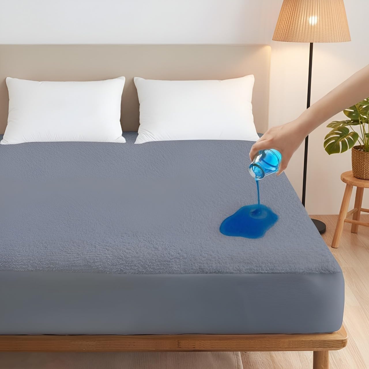 Fairy Down® 100% Waterproof Premium Mattress Protector King Size | 78x78 Inches | Bed Protector, Mattress Cover, Breathable & Hypoallergenic Ultra Soft Elastic Terry Cotton Feel Fabric - Grey-image-36