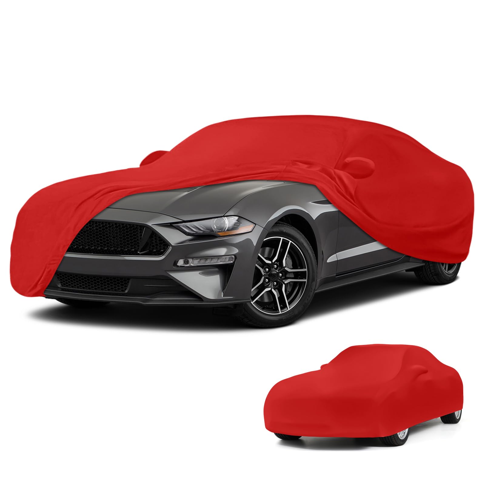Housse de Voiture Intérieure pour Ford Mustang 2005-2026, Rouge Indoor Bâche de Voiture Respirante Tissu élastique, étanche à la poussière, Doublure Douce, Ajustement Serré