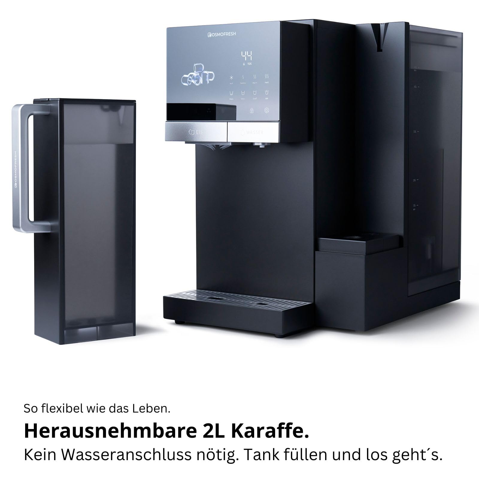OsmoFresh Fusion Ice | Osmoseanlage mit Eiswürfelmaschine | gekühltes Wasser (bis 1°C) | kochend heißes Wasser | stufenlos | sehr wenig Abwasser | mit UV | 7-Fach Filterung | Mineralisierung