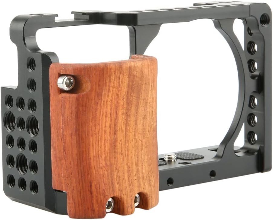NICEYRIG Cage Kit for Sony Alpha A6300 /A6400/ A6100/A6000, with Wooden Handgrip - 109