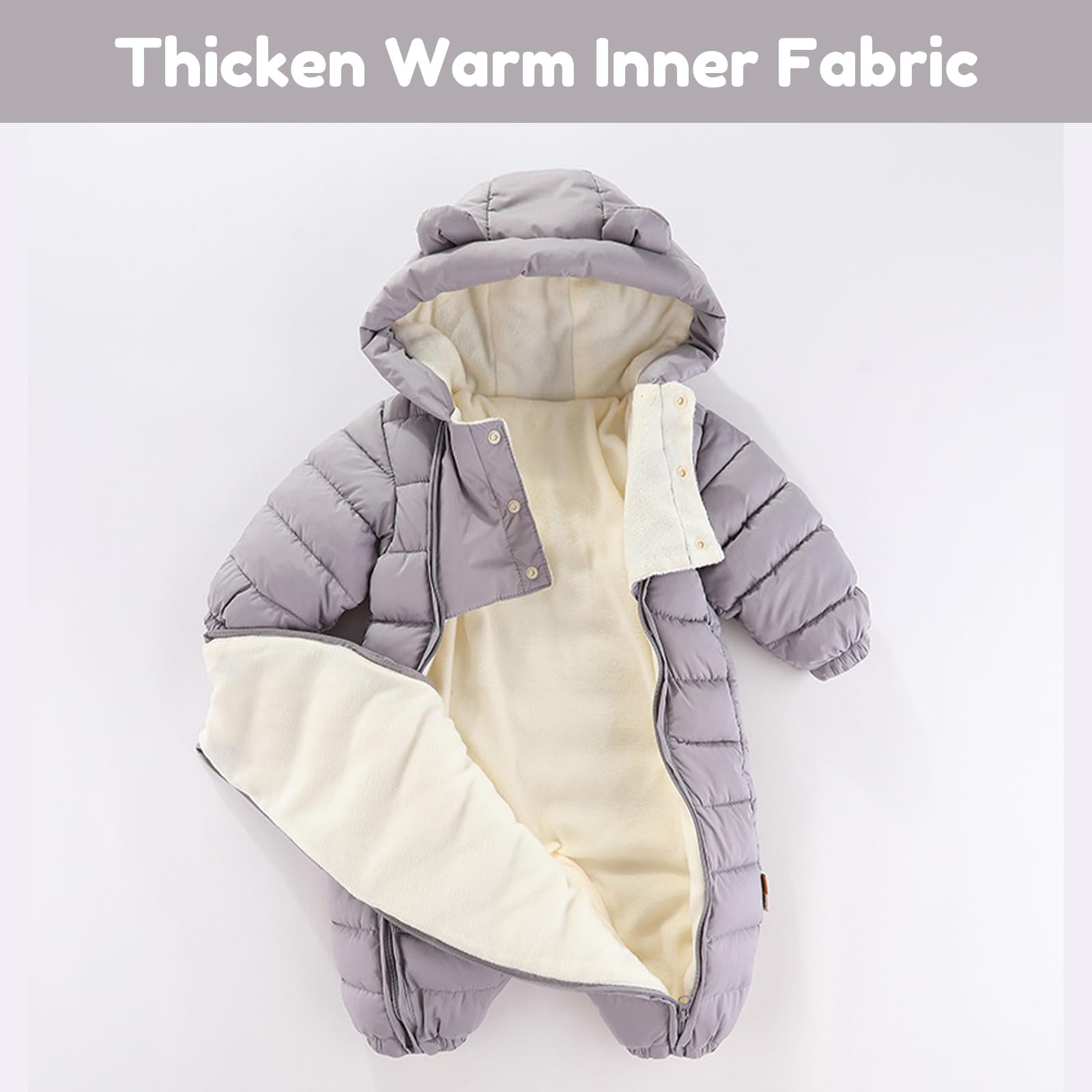 JiAmy Bebé Traje de Nieve Mameluco Invierno Capucha Mono Niños Niñas Infantil Esquí Pelele Grueso Trajes 9-30 Meses
