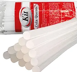 Bastão de Cola Quente Grosso Transparente Pacote 1Kg - 11,2mm X 30cm