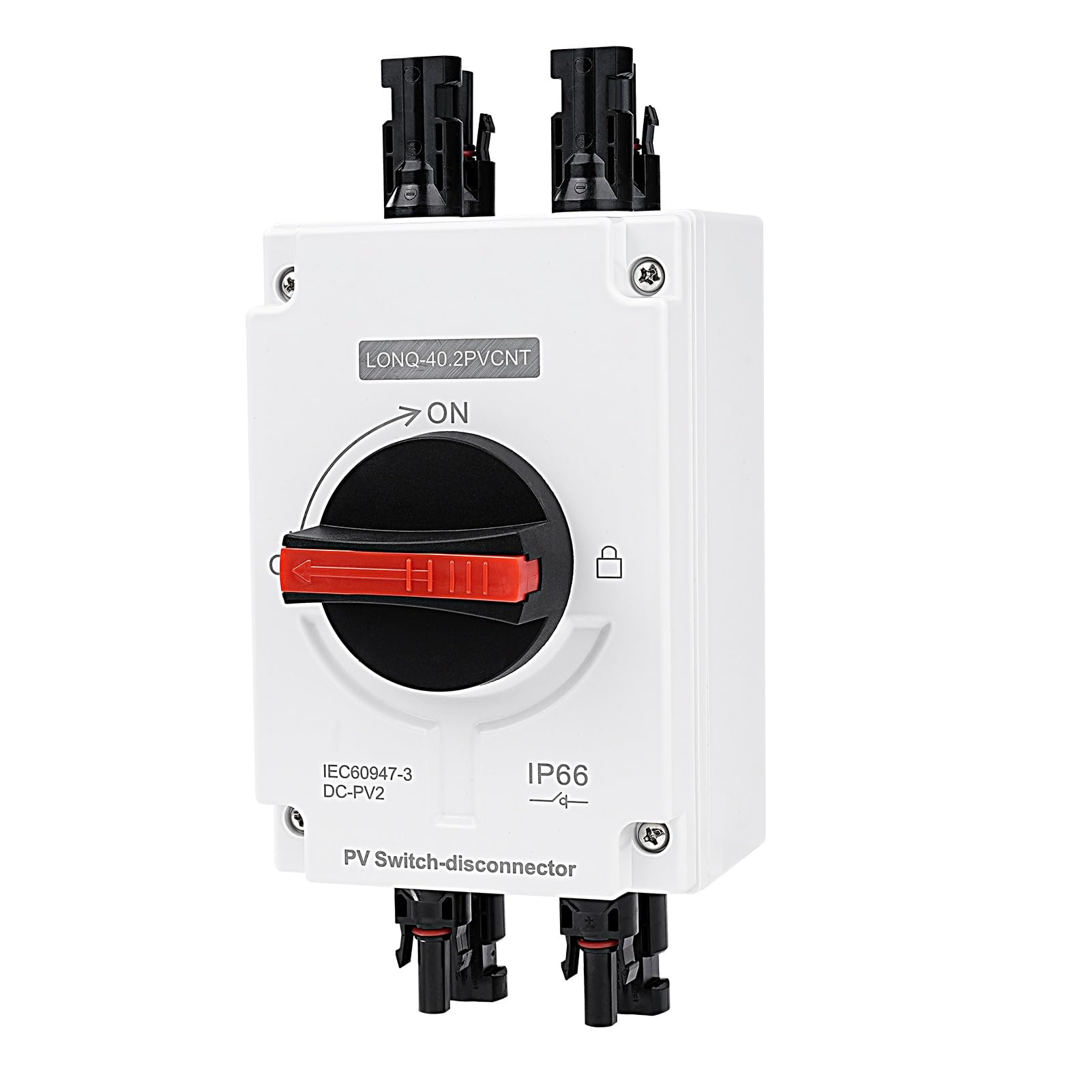 DC Trennschalter PV Anlage 32A 1200V, Solar-Trennschalter-Leistungsschalter DC Trennschalter Leistungsschalter PV Combiner Box,IP66 Wasserdicht, für Solar Photovoltaik (2 Eingänge,2 Ausgänge)