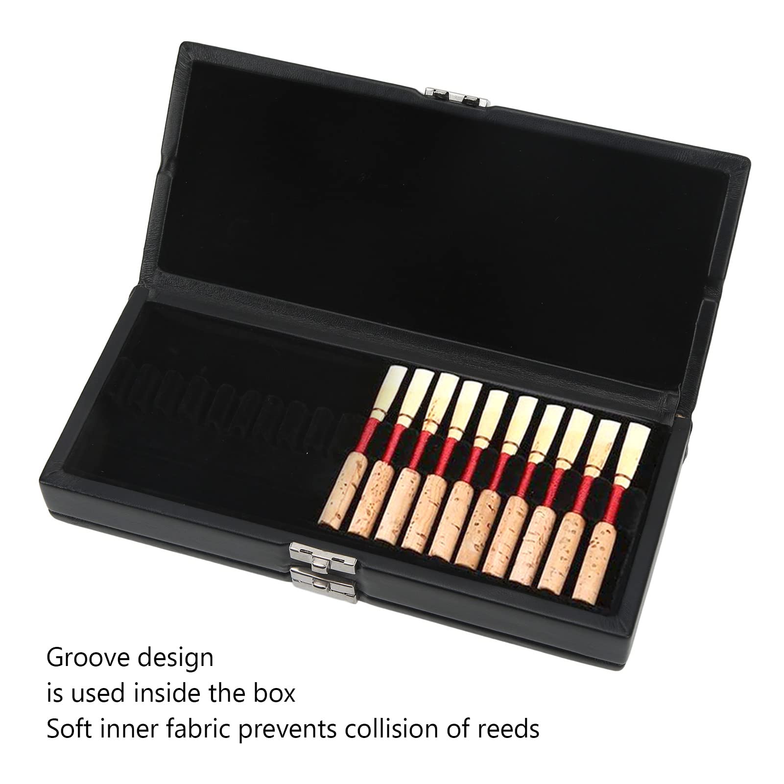 Professional 2 Layer R EED Case detiene 40 R EED, pelle PU con morbido design anti -perdita per fodera interno per oboe, accessori sassofoni per clarinetto (nero)