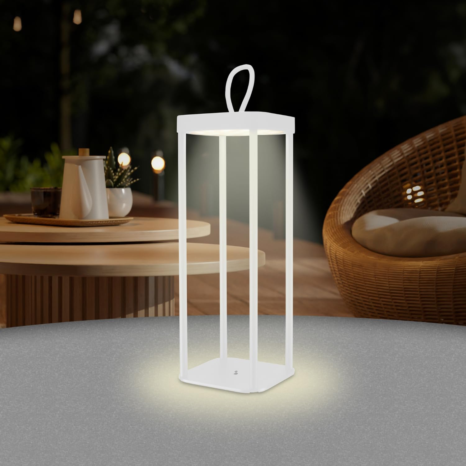 BEPER P207ILI101 Lampada da Tavolo LED Senza Fili, Luce LED Calda, Intensità Regolabile, Lampada da Esterno e Interno Ricaricabile, IP44, USB Type-​C Inclusa, Autonomia 12 Ore