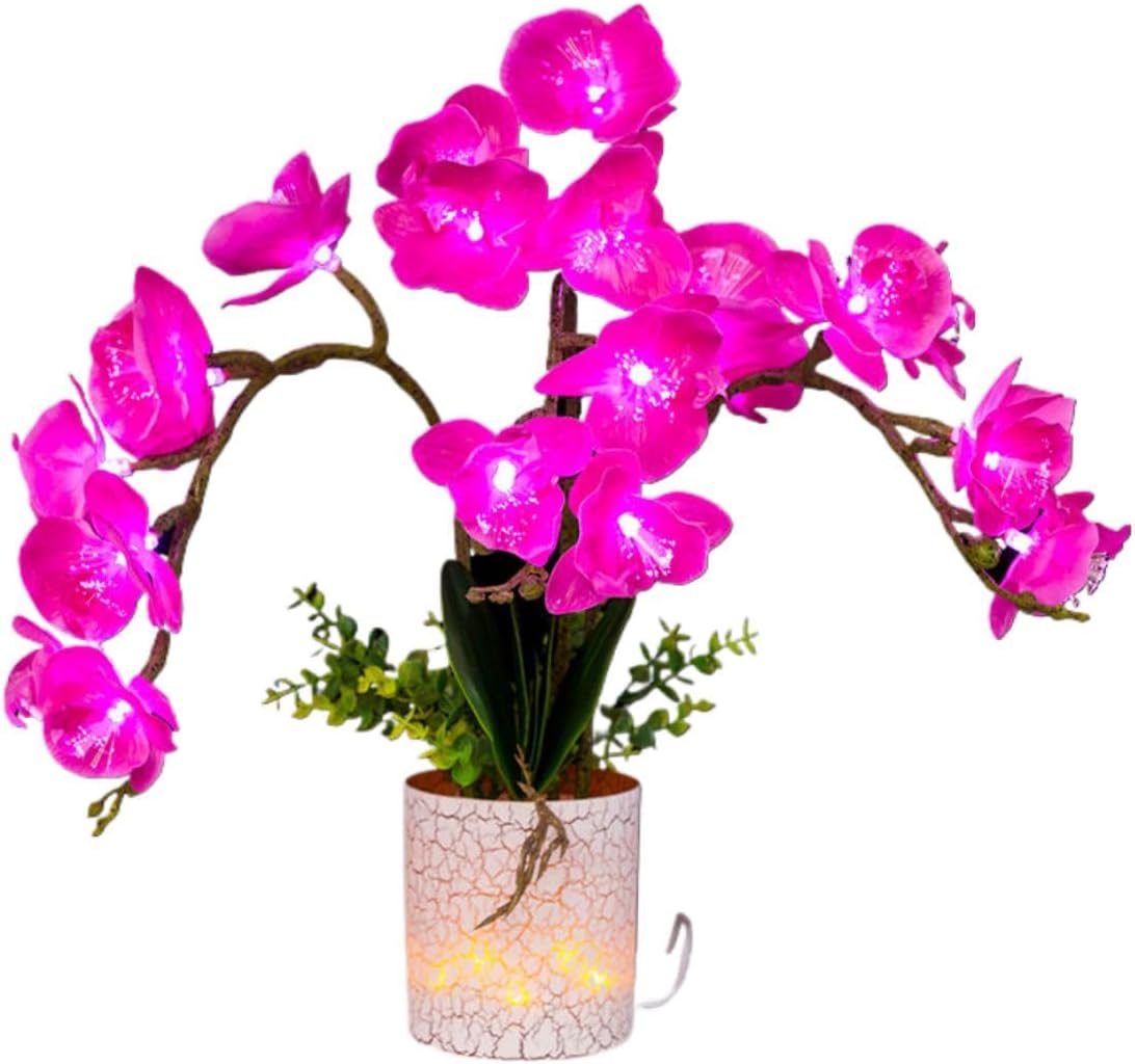 Ecqizer （ 新款 蝴蝶兰/高80CM ） Bonsai lily lamp fiber optic butterfly orchid LED colorful lotus lamp electric Buddha front lamp Buddha lamp modeling art lamp, 9113036678080