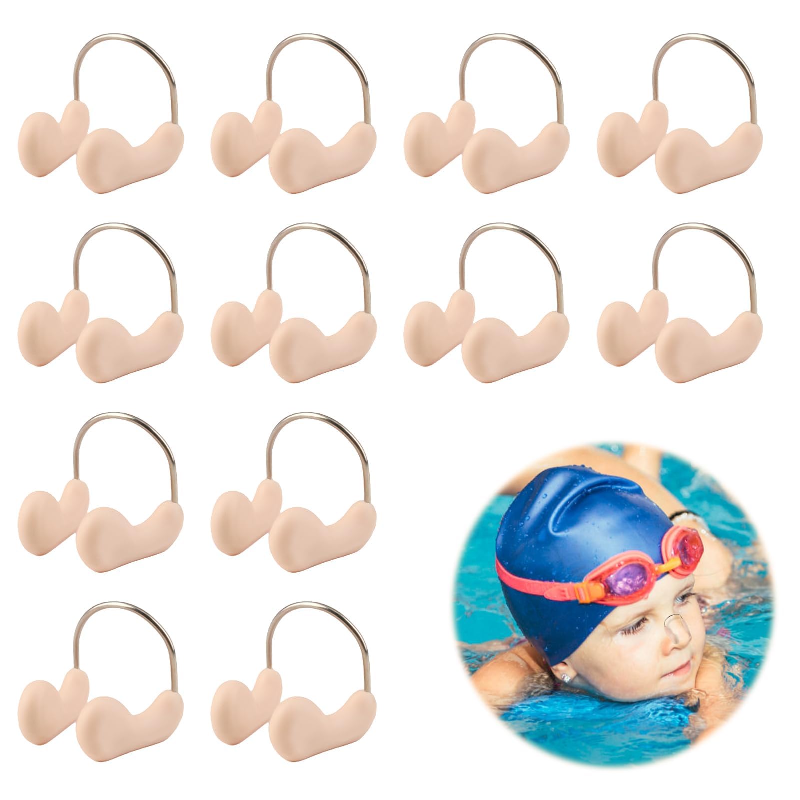 6 Clip Nasali Per Nuoto - Morbide E Antiscivolo Per Adulti E Bambini | Con Portaclip - Foto 2