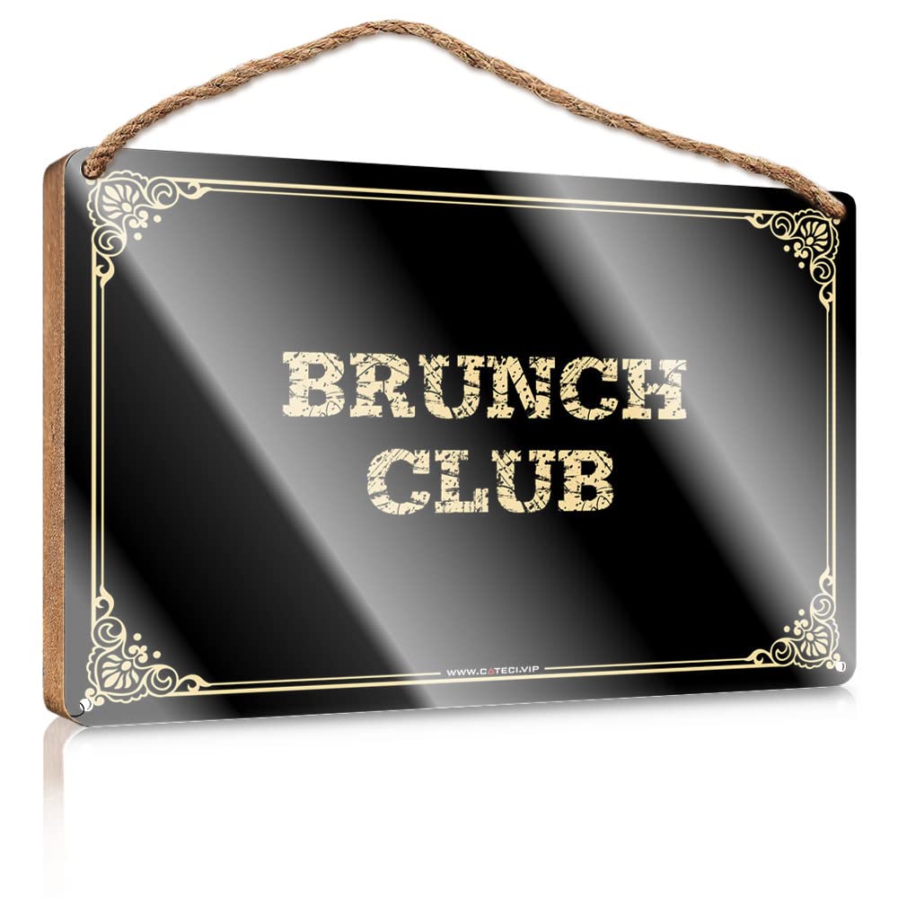 MAHQPZXSF Fall Signs For Front Porch Brunch Club Wooden Sign Vintage Room Decor Door Sign For Home(15X28CM)