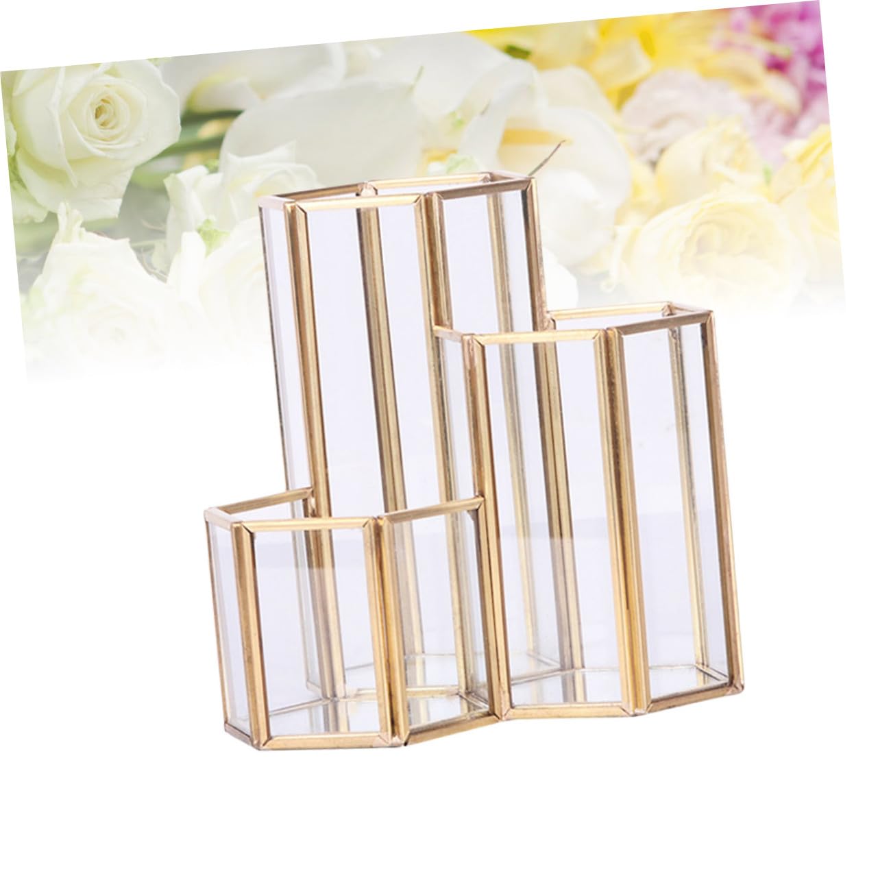 SHINEOFI Stiftebehälter Sechseckig Tisch Goldfarben Stiftehalter Stifteorganizer Schreibtisch Zubehör Leicht Modern Design