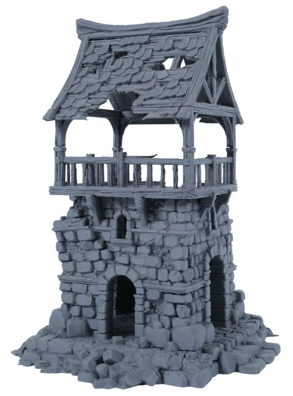 Torre di guardia rovinata – kit di rovine di pietra medievale grigia (fai da te) per dungeon e dragon, pathfinder e wargaming