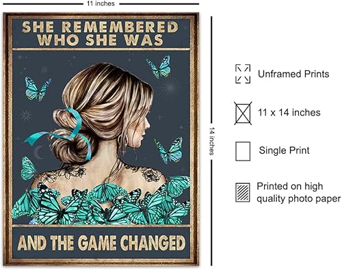 Miniatura 2 de Teal Blue Boho Wall Art 11x14 - Inspirational Quotes for Women - positive affirmation - Motivational Wall Decor - Boho-chic Decoration - She