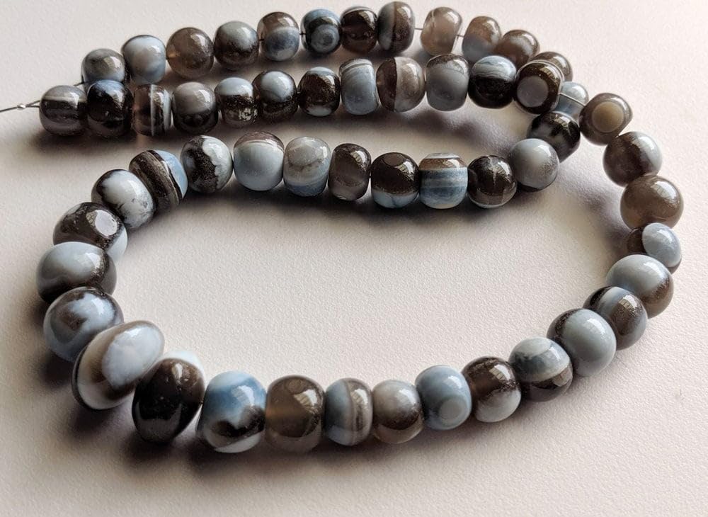 9-11 mm Boulder Opal Zwykłe koraliki Rondelle, Naturalny niebieski Boulder Opal Zwykłe koraliki do biżuterii, opalowe gładkie koraliki (opcje od 8 cali do 16 cali) 8 cali, 26 szt