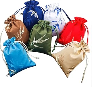 Petunny 30Pcs Silk Pouches with Drawstrings,3.93 x 5.51 inches Chinese Drawstring Pouches Silk Brocade Jewelry Pouch Bag Drawstring Coin Purse Gift Bag for Thanksgiving Christmas,Mix Colors