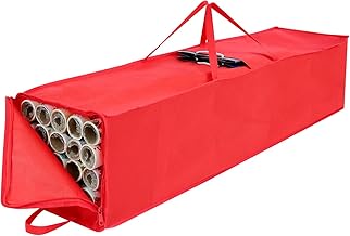 DUDSOEHO Wrapping Paper Storage Bag - 104x25x25cm Gift Wrapping Paper Organizer for Rolls - Red - Christmas