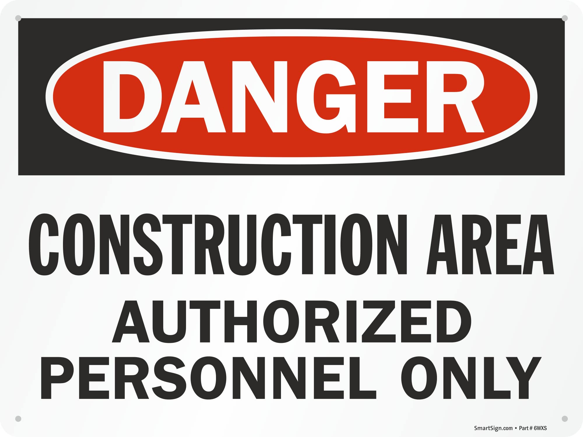 SmartSign "Danger - Construction Area, Authorized Personnel Only" Sign | 18" x 24" Aluminum