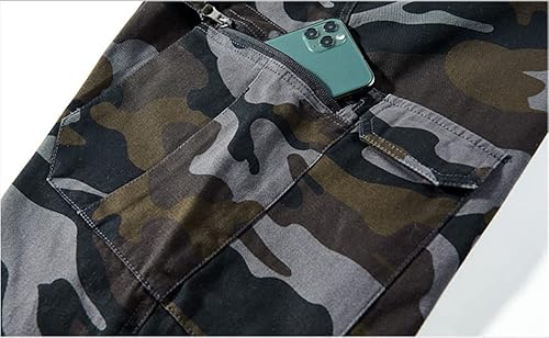 Miniatura 6 de EAEAO Pantalones cortos cargo de camuflaje para hombre de ajuste relajado con múltiples bolsillos de algodón