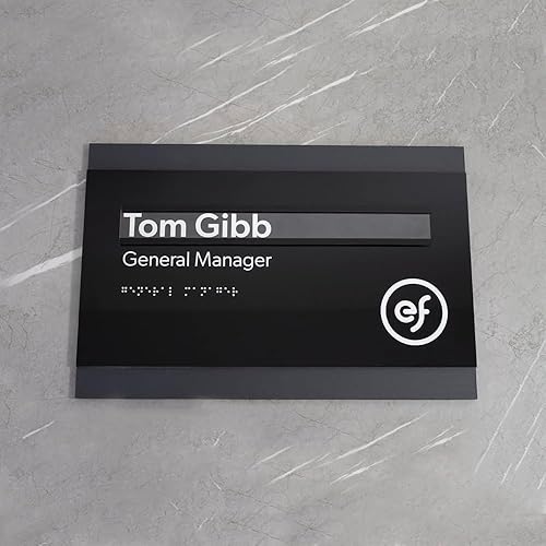 Miniatura 2 de Custom Wood Nameplate Sign & Acrylic Replaceable Name Door Plate "Buro" Design