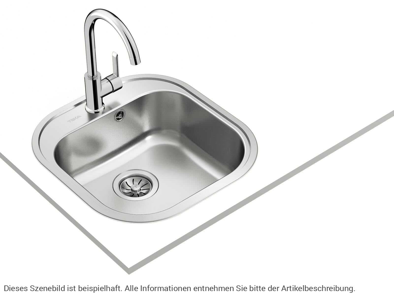 TEKA Fregadero Encastrado 1 Seno para Mueble 45cm, Acero Inoxidable, Incluye Escurridor y Válvula Automática, Modelo Stylo 1C