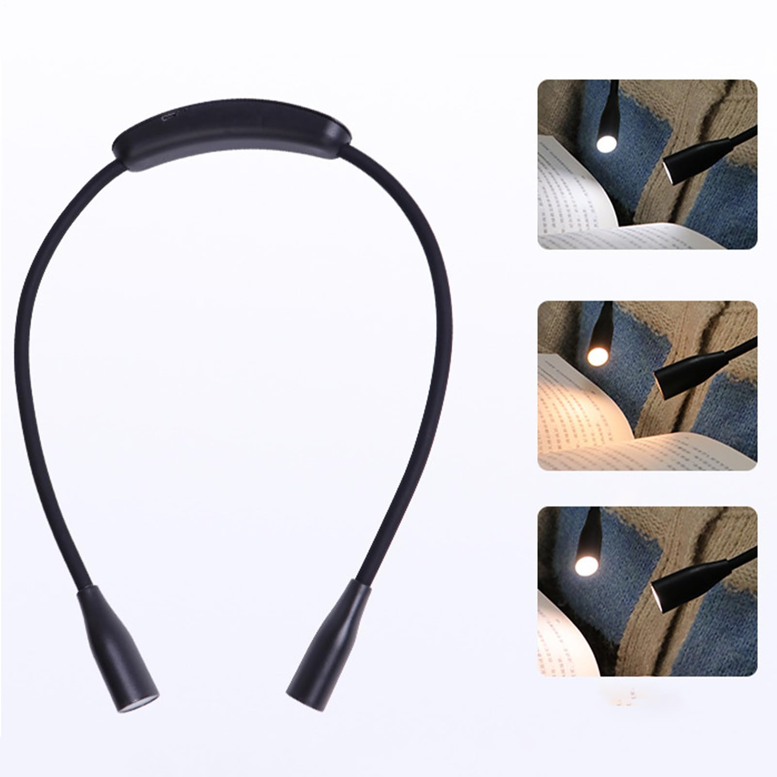 Luz de lectura de cuello LED - Lámpara de libro portátil recargable USB, iluminación flexible de mano, viga de cuidado de los ojos | Marco liviano con brazos ajustables para acampar para reparar el tr