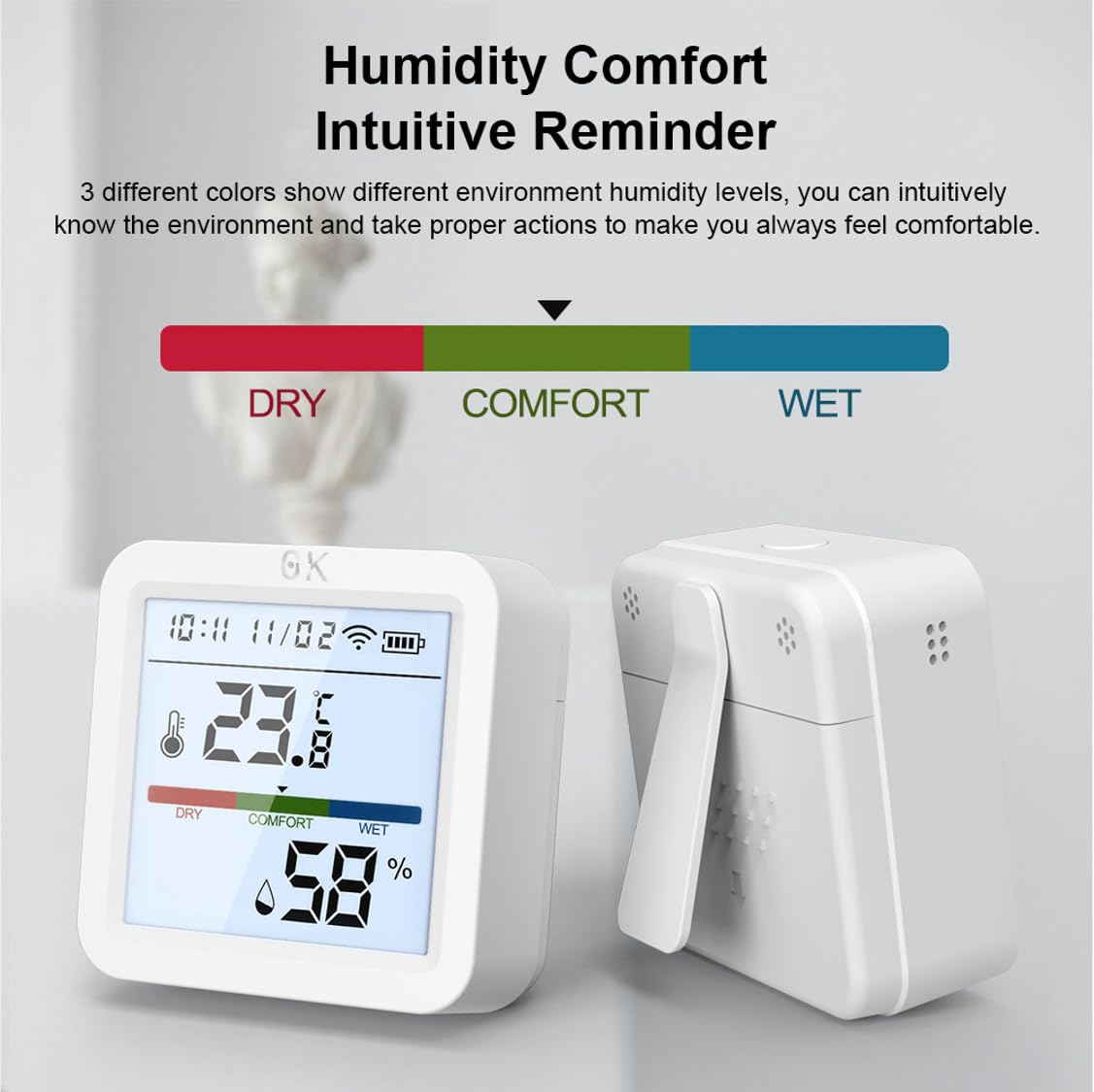 Zero Kelvin WiFi Smart Temperature & Humidity Sensor – App-Controlled Thermometer Hygrometer with Backlight & Smart Alerts
