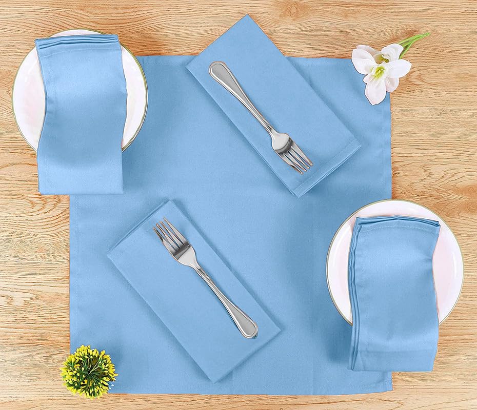 Sweet Needle, Pack of 12-100% Cotton Oversized Dinner Christmas Napkins 45 CM x 45 CM (18 IN x 18 IN), Airy Blue - Image 3