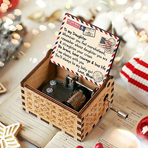 Doptika Engraved Color Music Box - Perfect Gift for Daughter from Mom - Straighten Your Crown (MB-342-Momdau) Christmas Gift Ideas for Her