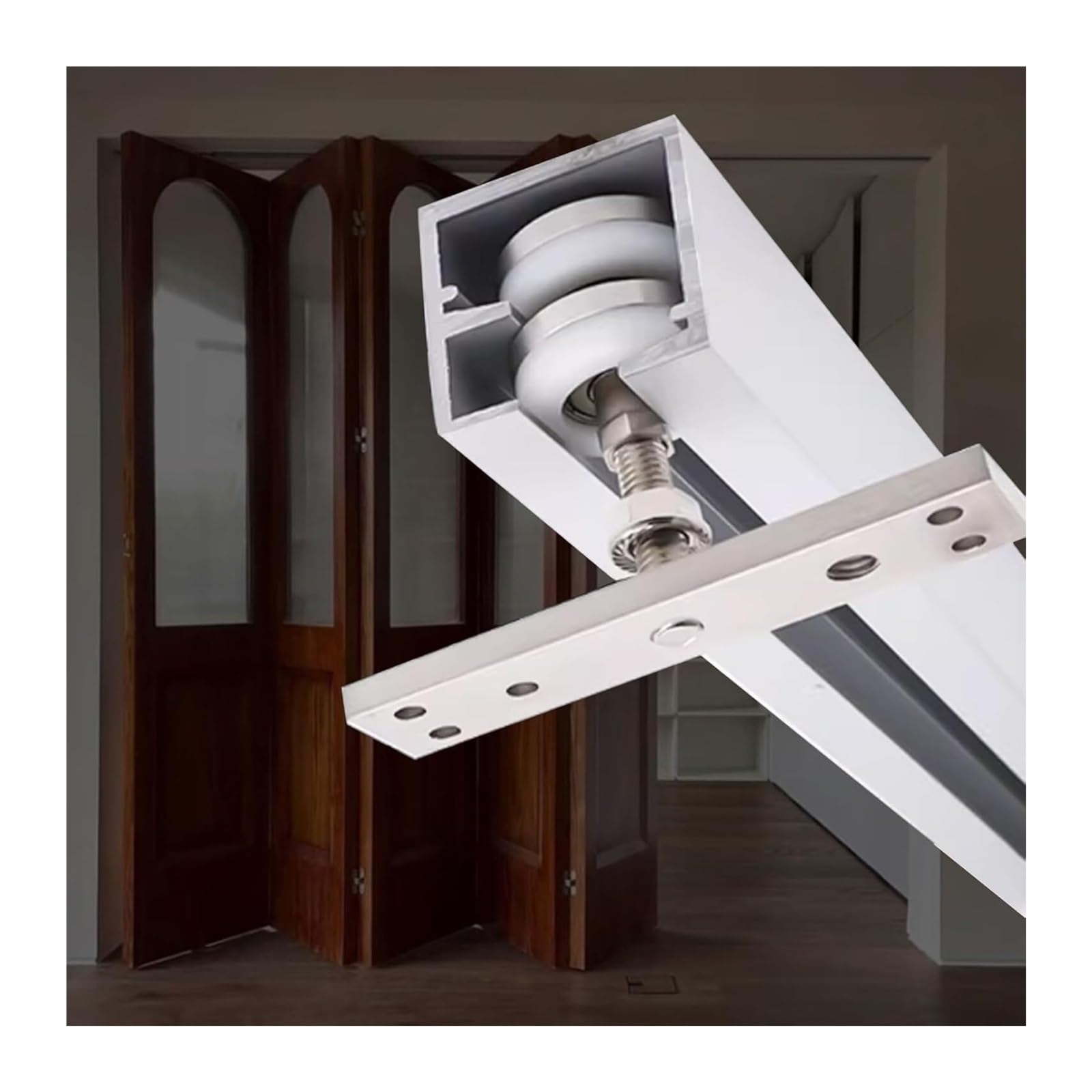 EBZFASO Sliding Door Track, Sliding Door Kit Bi-Folding Barn Track Roller Set Ceiling Mount(48in/122cm)