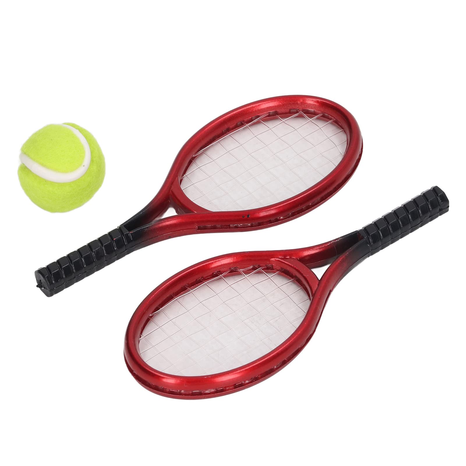 NAMOARLY Mini Raquette Tennis Ensemble de Tennis Miniature en Plastique, 1 Set avec Raquettes et Balles, Accessoire de Maison de Poupée pour Micro-Paysage Décoratif Couleur Aléatoire