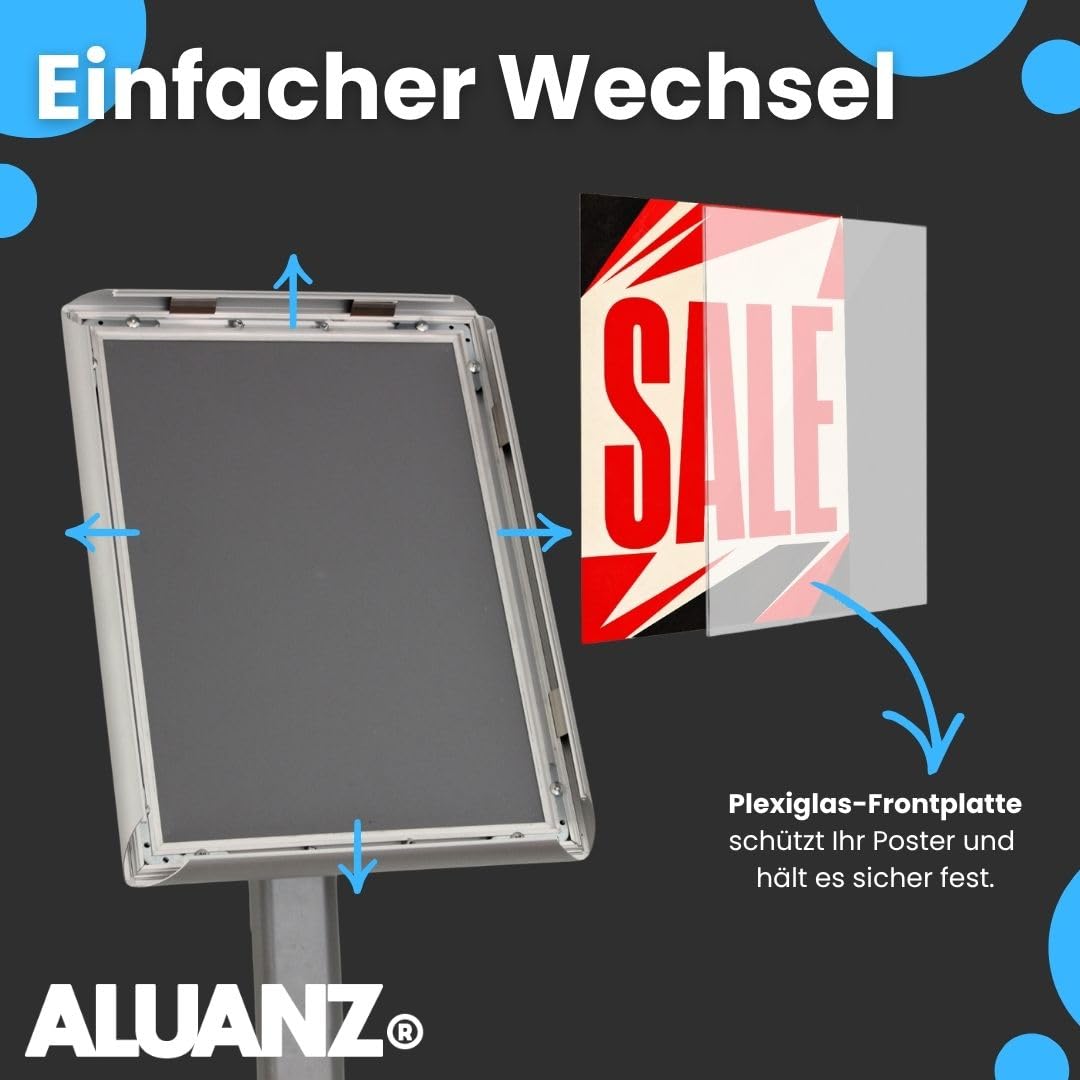 Infoständer mit drehbarem Klapprahmen A4, Silber, 1 Stück