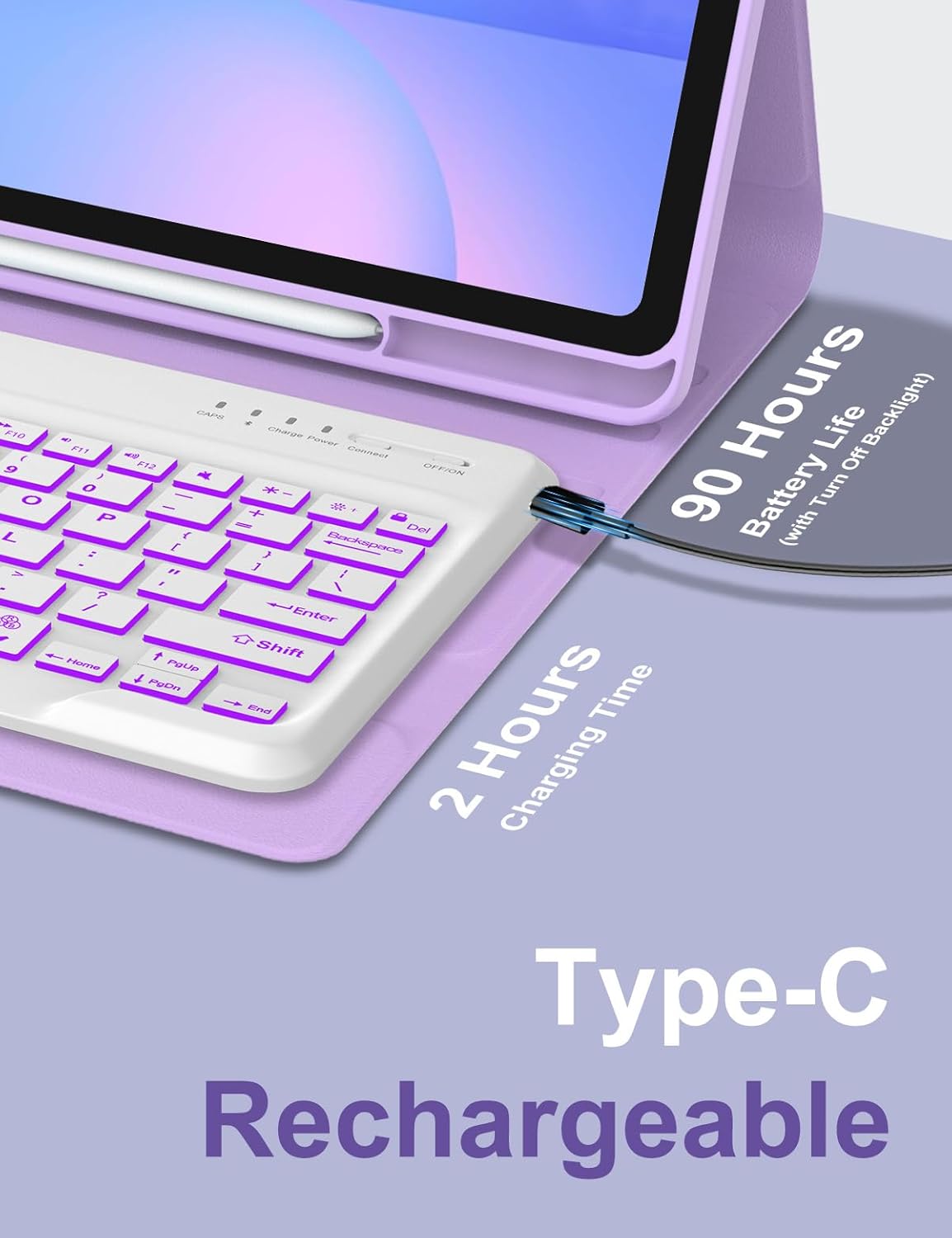 Keyboard Case for Samsung Galaxy Tab S10 FE+ Plus 13.1'' 2025, Galaxy Tablet S10FE+ Case with Backlit Keyboard, 7-Color Backlight Keypad with S Pen Holder for Samsung Tab S10FE Plus 13.1 Inch, Purple