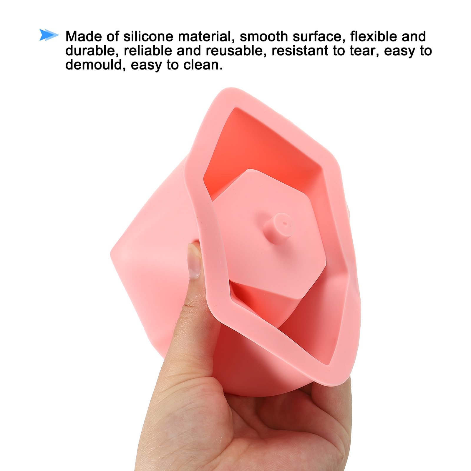 PATIKIL Silicone Planter Mold, Hexagon Flower Pot Mold DIY Succulent Mold Candle Holder Mold for Home Desktop Decor Pink - Image 3