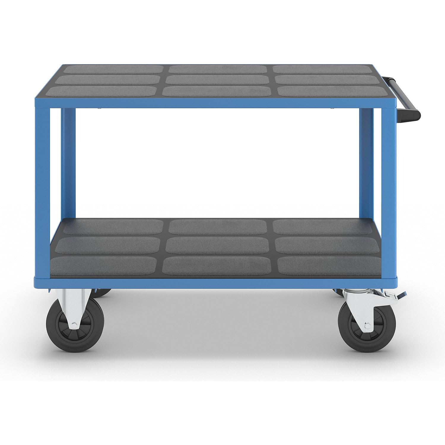 eurokraft | Montagewagen | Tragfähigkeit 500 kg | 2 Ladeflächen aus Kunststoff | Ladefläche 1250 x 800 mm | Gestell lichtBlau