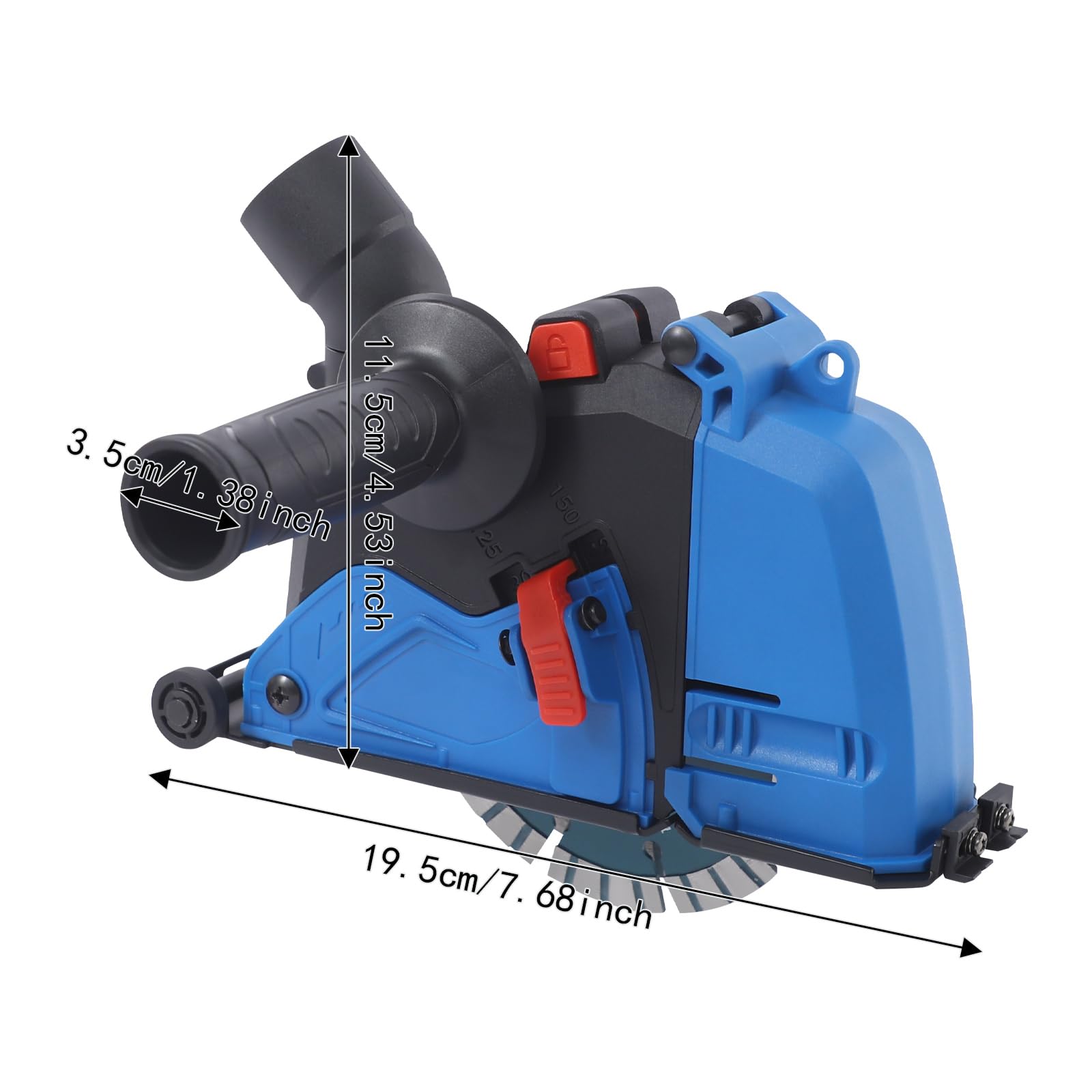 Szlifierka kątowa odsysanie 125 mm / 150 mm uniwersalna osłona przeciwpyłowa z przyłączem do odkurzacza 360° i 5 brzeszczotami, do różnych prac tnących
