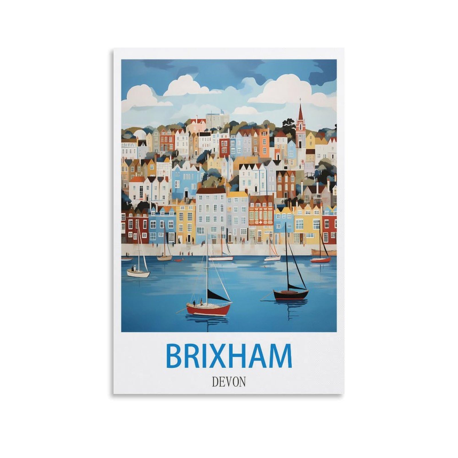 Fzyuen Unframe-Style Brixham Devon Vintage Travel Posters 12X18inch(30X45cm) Canvas Wall Art Prints For Wall Decor Room Decor Bedroom Decor