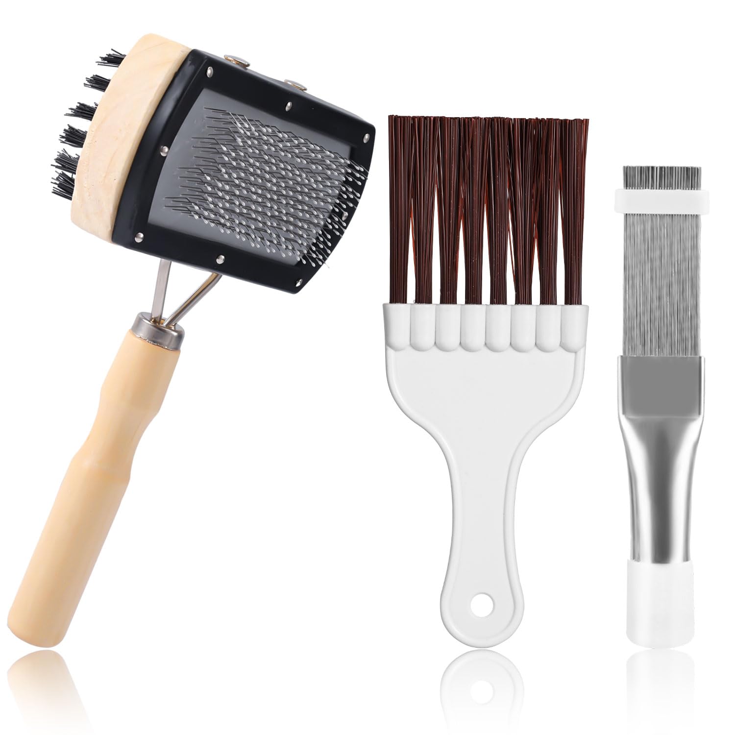 PEUTIER 3pcs Air Conditioner Fin Cleaning Brush, HVAC Conditioner Condenser Cleaner Stainless Steel Refrigerator Coil Cleaning Brush AC Fin Comb Evaporator Radiator Fin Repair Fridge Cleaning Tool