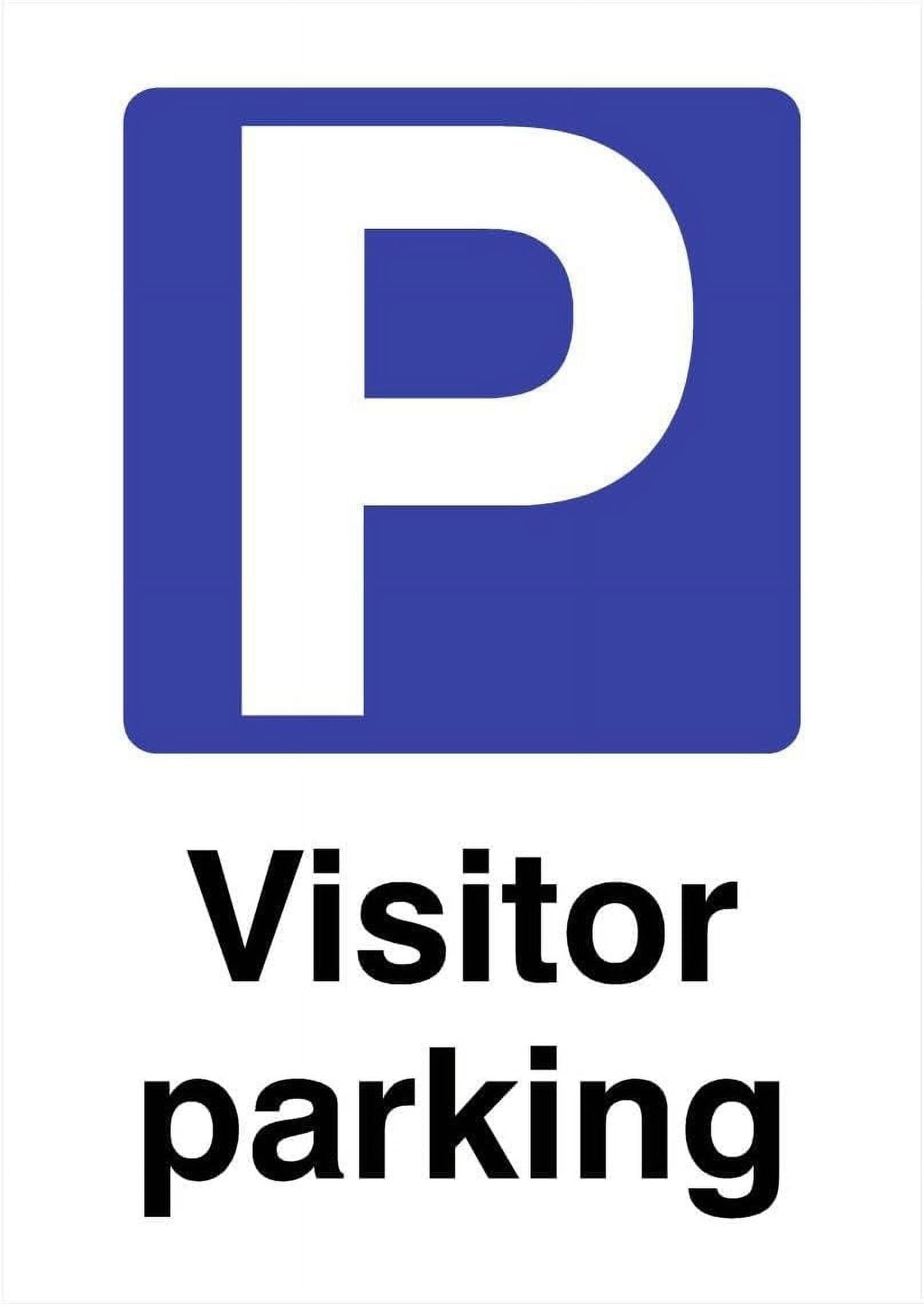 (2-Pack) Metal Tin Sign Visitor Parking P Sign - 12x8 Inch - Caution Safety Warning Security Indoor & Outdoor Home Office Work