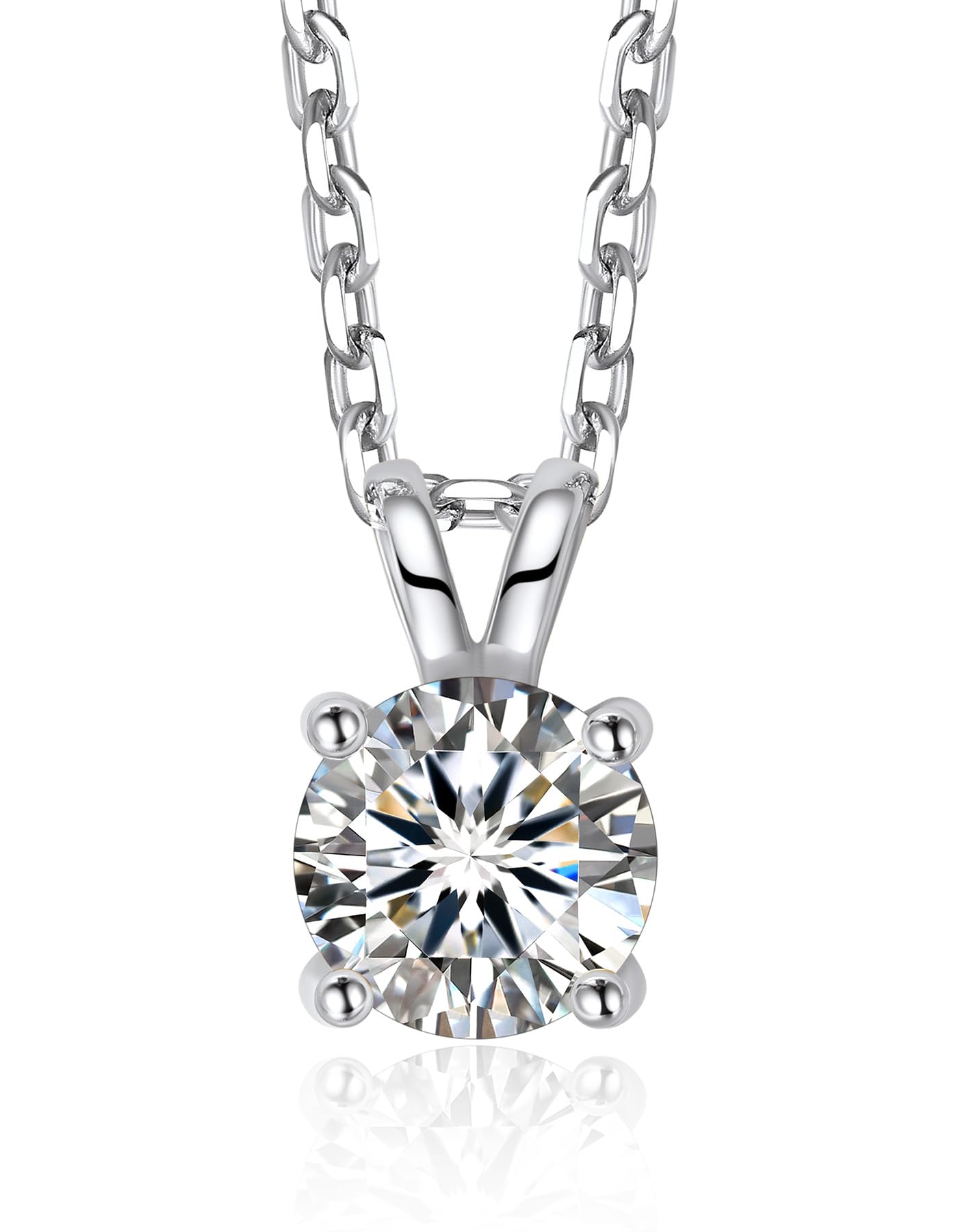 MomentWish Moissanite Halskette Damen, 0,3/0,5/1/2 Karat Solitär Diamant Kette Silber 925 Weißgold/Roségold/Gold Vergoldet Schmuck Geschenk Weihnachten für Frauen