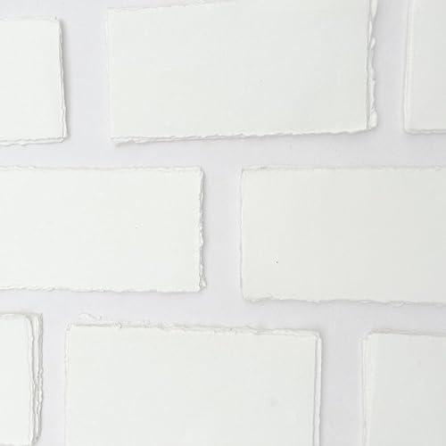 Miniatura 7 de E-Tailor Paquete de 50 hojas sueltas de papel de algodón hechas a mano con borde de cubierta (150 gsm) blanco marfil (4 x 9, marfil - blanco)
