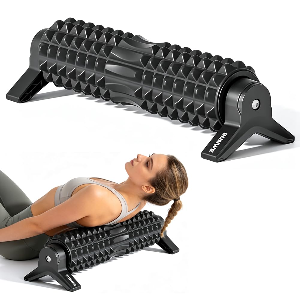 Rouleau de massage en mousse rigide avec support et texture 3D - Idéal pour le yoga, le pilates, le fitness, le dos, les jambes, les épaules - Relaxation musculaire