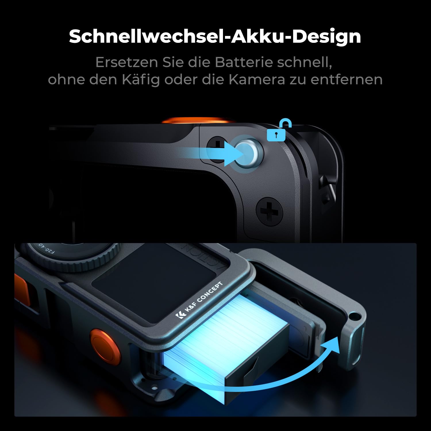 K&F CONCEPT Street Grip Kit mit Käfig, Kamera Griffhalter Set für DJI Osmo Action 6, Schnellverschluss Street Photography Griff mit Auslöser, Blitzschuh, Action Kamera Zubehör