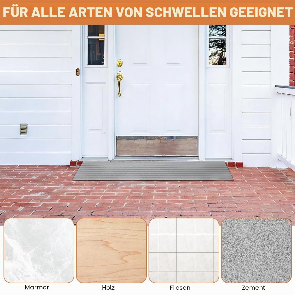 Türschwellenrampe, 100x8x3 cm Schwellenrampe, Türschwellenrampe Saugroboter, rutschfeste Oberfläche, für Saugroboter Rollator oder e Scooter. Kinderwagen Rampe Saugroboter