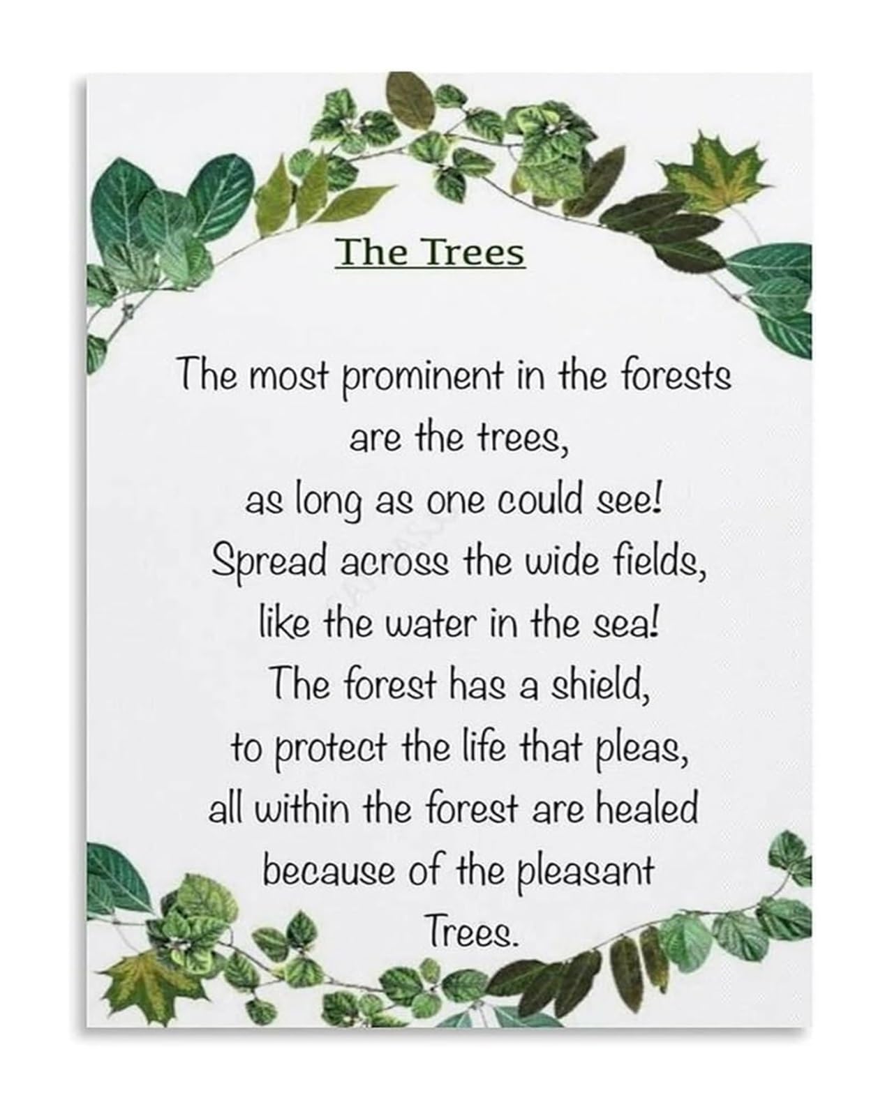 NWPNLXEA Palimpsest Woods Poem Art Poster on Canvas Layered Meaning Wall-Art for Library Scriptorium and Den Framed,08x12inch(20x30cm)