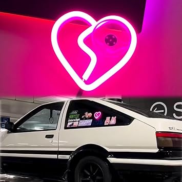 Blueshyhall Car LED Ambient Light, Triangle or Back Window Light, Interior Atmosphere Lighting for Car Sign Decor, Bedroom, Party Pink Broken Heart Pattern