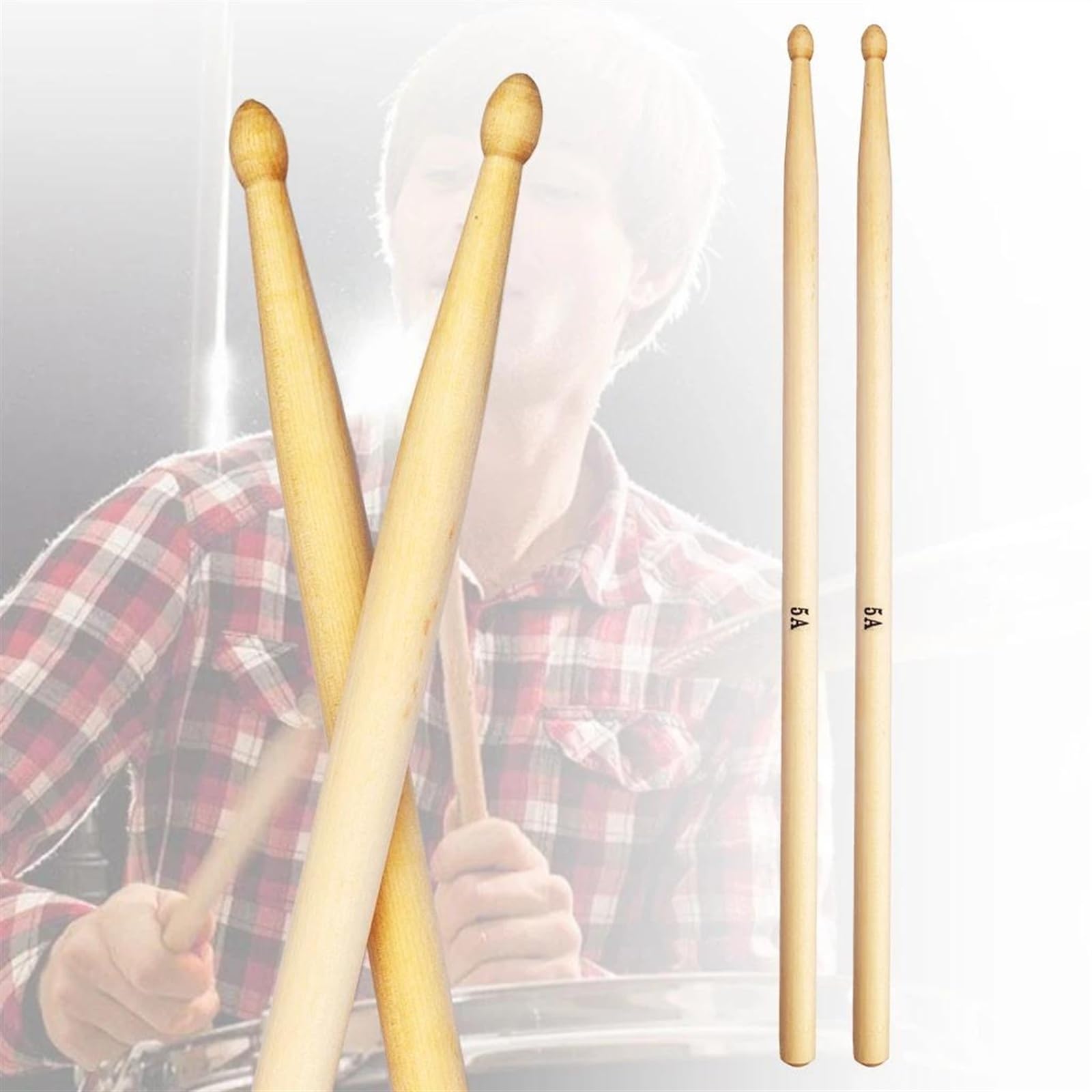 Baquetas para Principiantes Baquetas De Madera De Arce Con Punta Ovalada, Baquetas 5A, Juego De Batería De 16 Pulgadas De Longitud, Accesorios Para Instrumentos (Color : 10 pair)