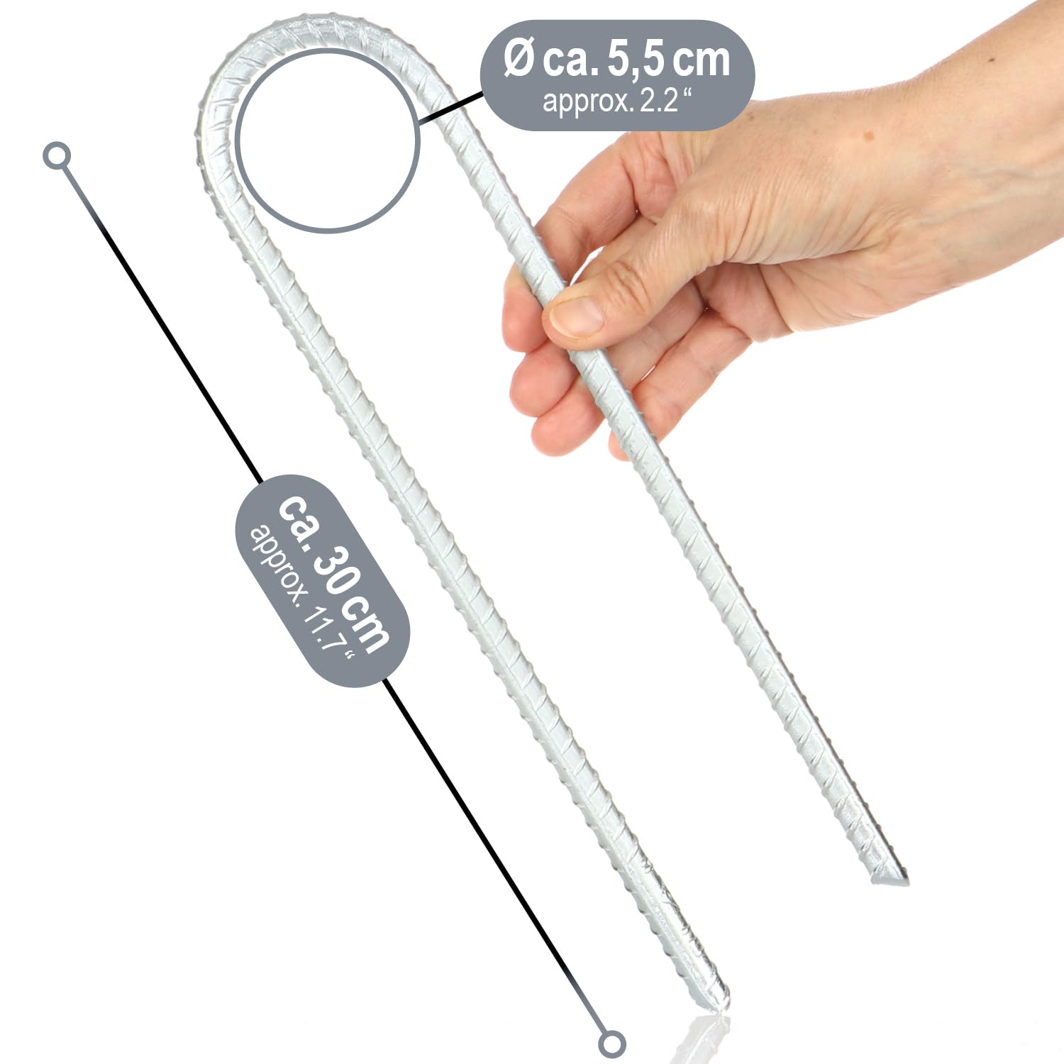 COM-FOUR® Ancoraggio a terra 8x XL in acciaio massiccio, forma a U 30 cm, Ø 1 cm - ancoraggi a terra zincati per tende, gazebo, castelli gonfiabili, trampolini, stabili e antiruggine