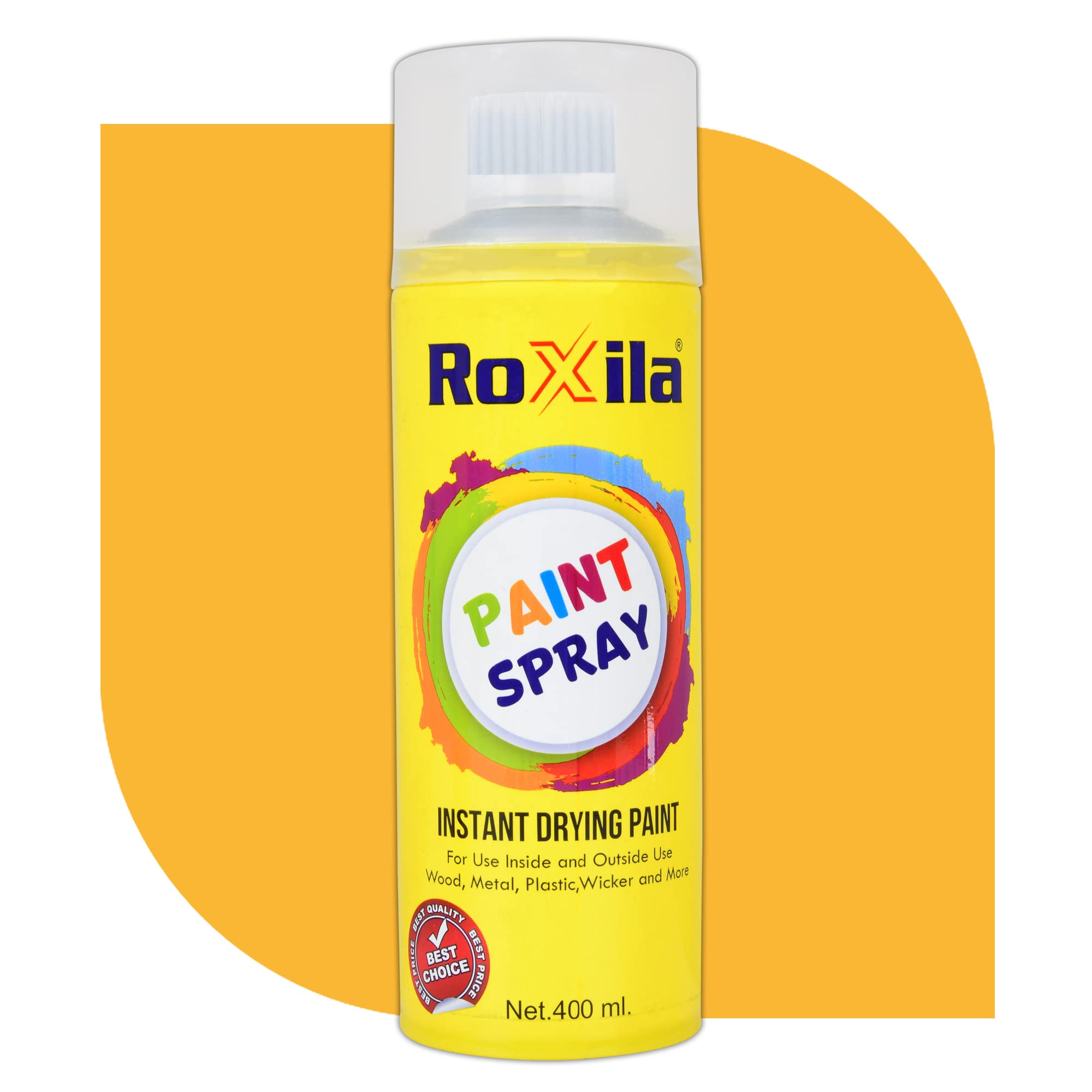 ROXILA® Multipurpose Yellow Paint Spray | DIY, Quick Drying with Gloss Finish for Wood, Metal, Plastic, Wicker, and More - 400ML (JCB Yellow) (B0C2D1K3N8) Amazon Price History, Amazon Price Tracker