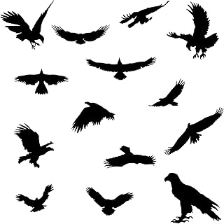 PLIGREAT 14 Pcs Flying Eagle Birds Wall Stickers, Peel and Stick Wall Decals, Removable Self-Adhesive Vinyl Wall Sticker for Dining Living Room Bedroom Bathroom Wall Decoration Home DIY Wall Art Decor