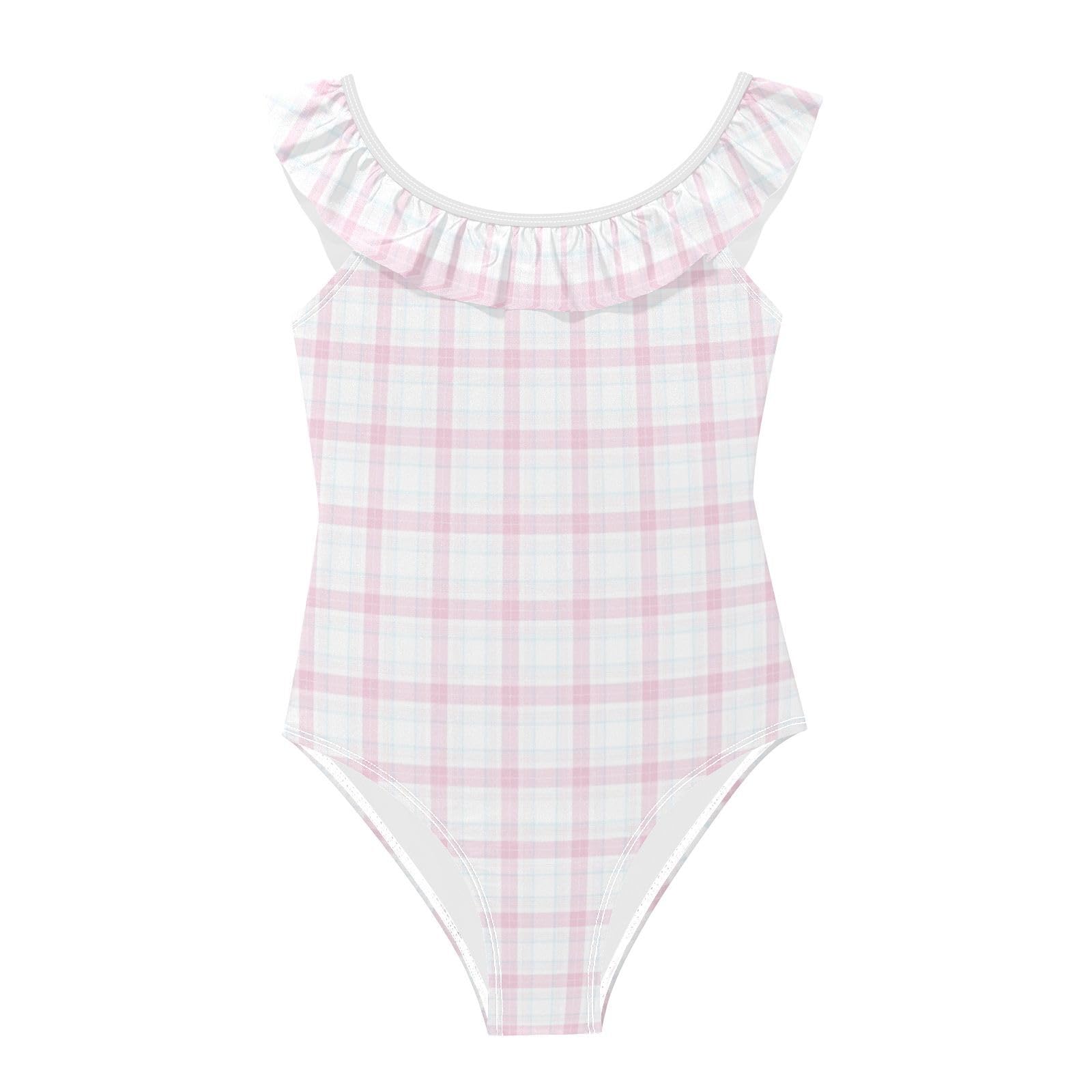 Maillot de bain fille à séchage rapide bleu poudré damier